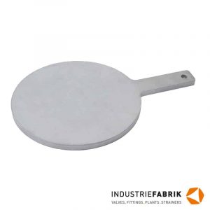 Line blind as spade blind in stainless steel to DIN 2626, solid plate for safely isolating a pipeline