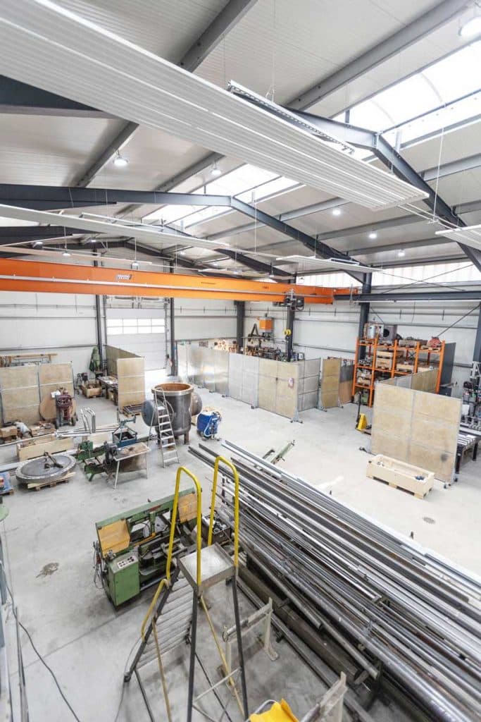 Workshop with production and design office, where technical consultation meets manufacturing