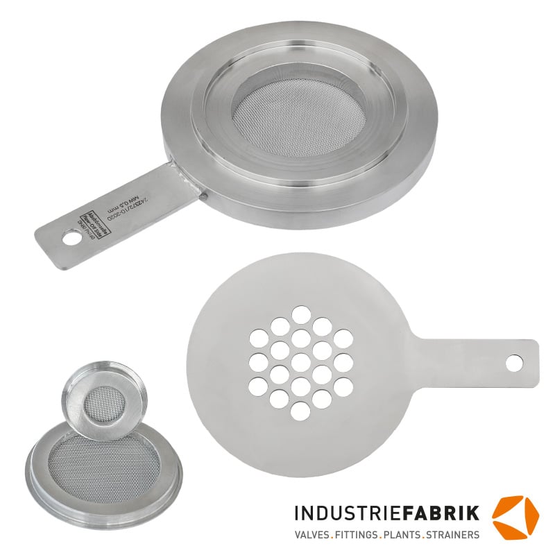 Industriefabrik Schneider basket strainer flat plate strainer stainless steel pipe flanges industrial sieves with different mesh sizes and nominal sizes manufactured according to DIN 2626, different nominal widths (DN) and nominal pressures (PN) in stock - buy in online store, direct manufacturer and distributor