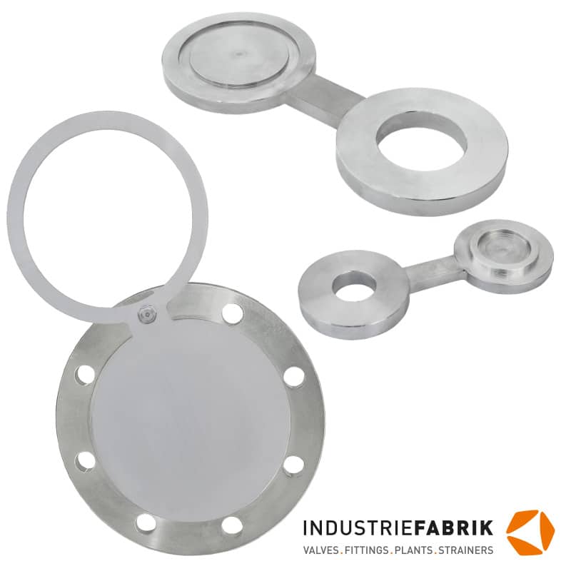 Industriefabrik basket strainer DIN2626 plug-in disk spectacle blind disk stainless steel plug-in disk swivel plate buy online-shop - various nominal pressures (PN), nominal sizes (DN), with cap - customized production