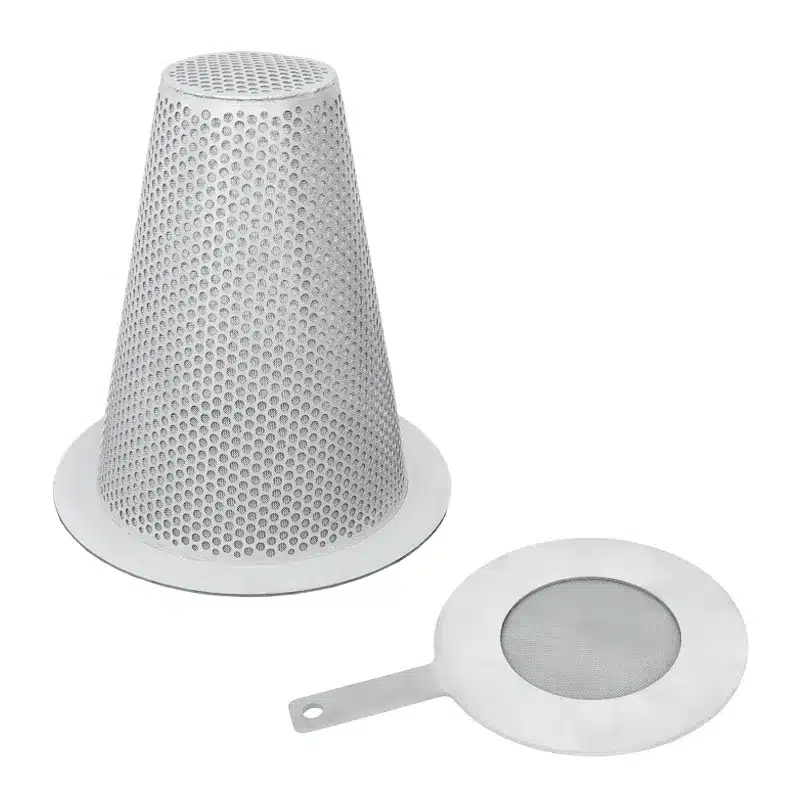 Temporary strainers in stainless steel: witch hat strainers and flat plate strainers as start-up strainers for pipelines