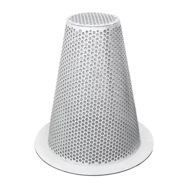 Conical witch hat strainer DN350 in stainless steel as a temporary strainer, mesh size as required