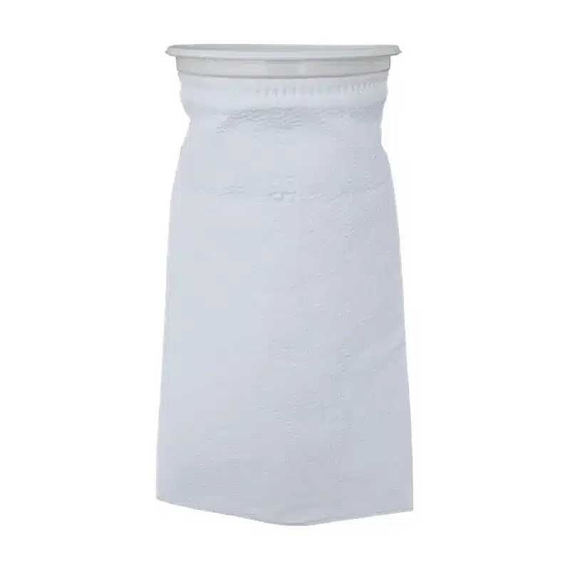 Upright felt filter bag as the element for the bag filter housing