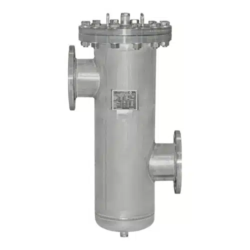 Simplex strainer DN150 in stainless steel with vent socket on the cover and torispherical head, for example for hot water and process water