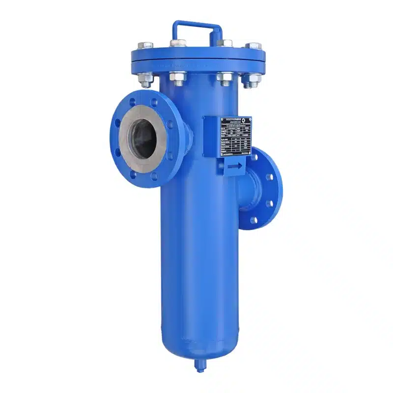 Painted simplex strainer DN80 in carbon steel in RAL 5010 gentian blue