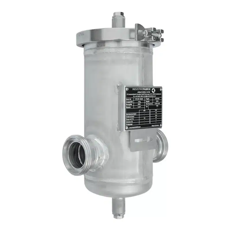 Pot type strainer DN25 in stainless steel with clamp connection as end connection