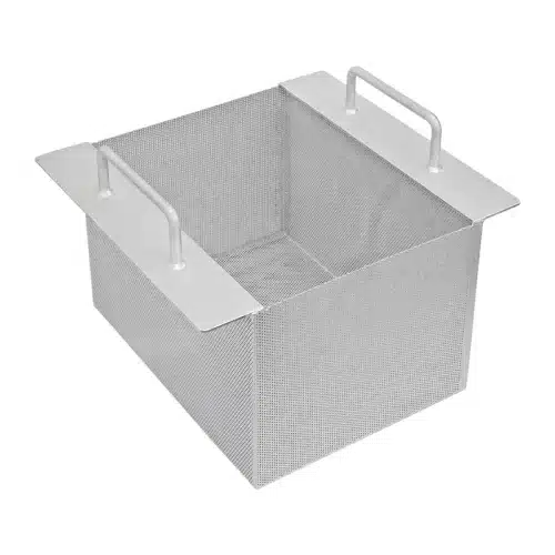 Box screen in stainless steel perforated plate with handles for lifting out and cleaning