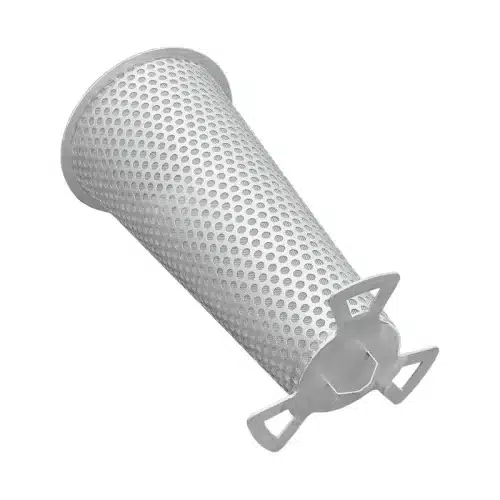 Stainless steel conical screen whose conical screen body offers more area than a flat screen