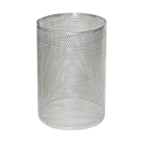 Angled screen in stainless steel perforated plate as strainer basket and replacement screen for the Y strainer