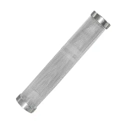 Cylindrical screen in stainless steel perforated plate, also called screen tube, as an industrial screen in the required shape