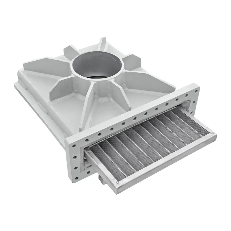 Cassette filter DN125 PN25 in carbon steel in a flat design with inserted coarse screen and weld connections