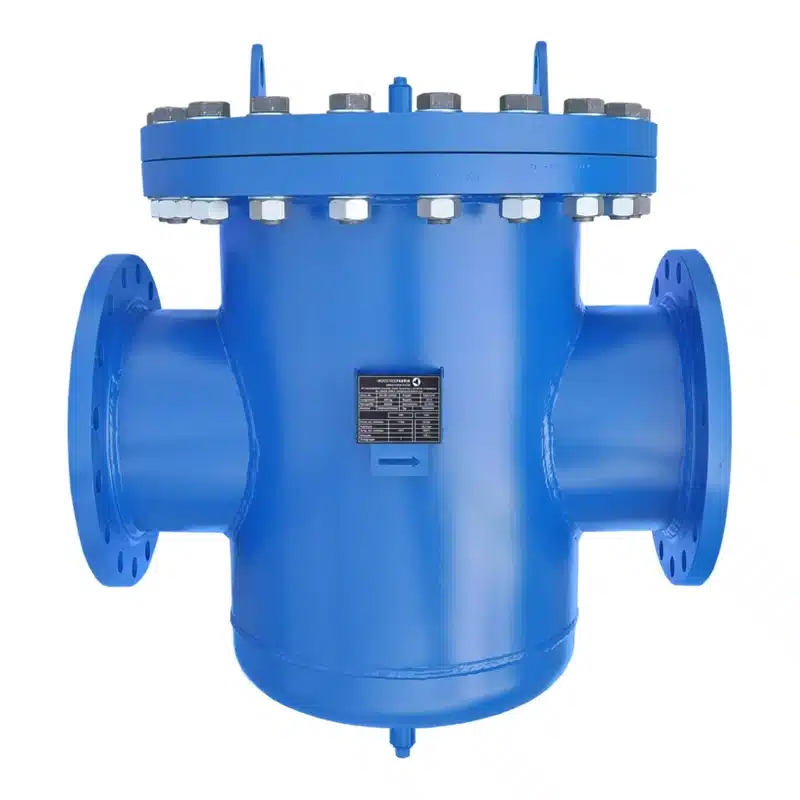 Basket strainer DN300 in carbon steel, painted RAL 5010 blue