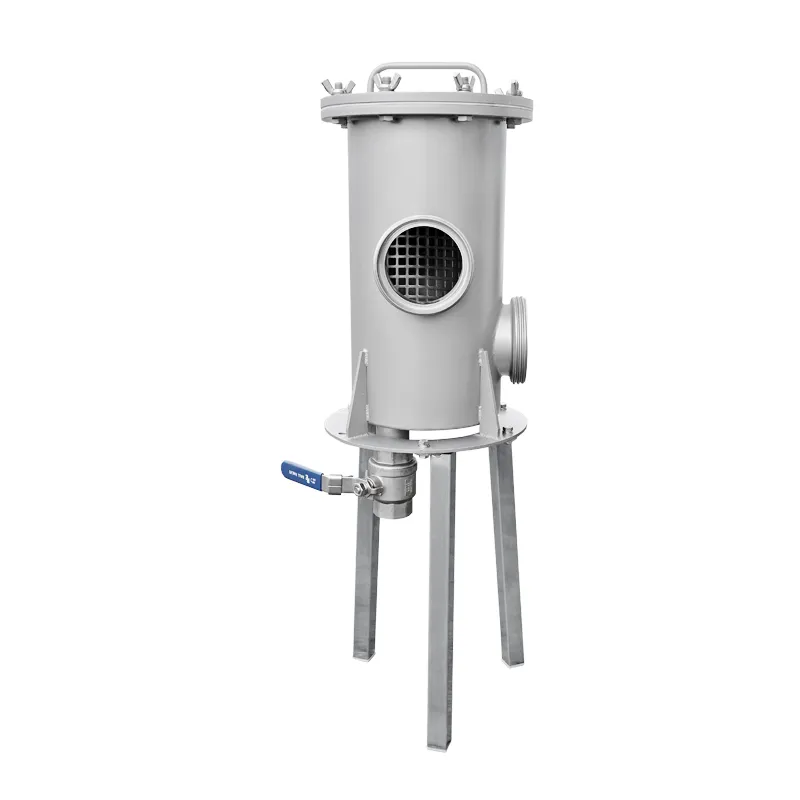 Road tanker strainer as a custom strainer: simplex strainer in stainless steel in a special design with ball valve