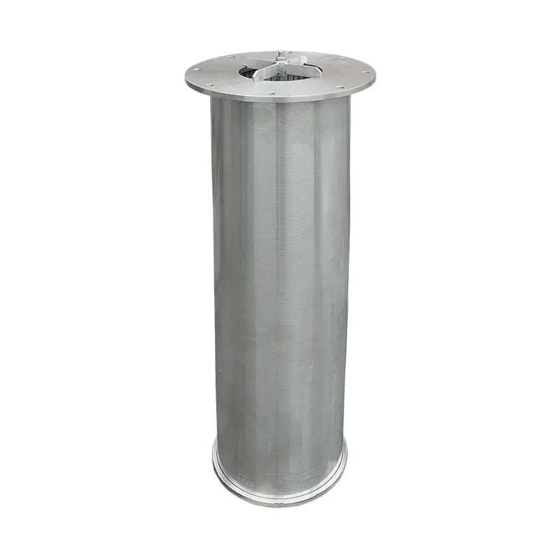 Edge-type wedge wire element in stainless steel: wedge wire basket made of profile wire for very viscous media