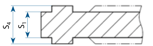 Sectional drawing of sealing face Form CC tongue-tongue: line blind or screen ring for two flanges with a groove