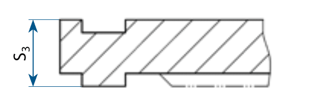 Sectional drawing of sealing face Form CD groove-tongue: line blind or screen ring for the tongue and groove joint