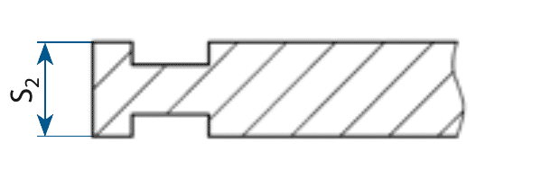 Sectional drawing of sealing face Form DD groove-groove: line blind or screen ring for two flanges with a tongue