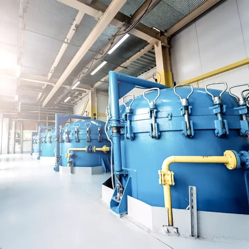 Water treatment plant for water and process water as an application for industrial water strainers