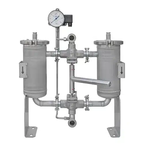 Duplex strainer DN125 and pot type strainer as special designs with different face-to-face length and geometry