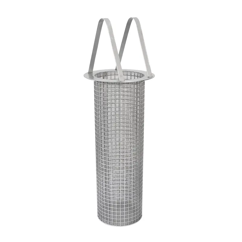 Strainer basket as support basket with stainless steel fine mesh screen, strainer element for duplex and simplex strainers