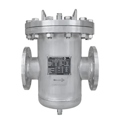 Basket strainer DN100 PN16 in stainless steel 1.4571 with 250 µm mesh size, designed as a gas strainer for nitrogen