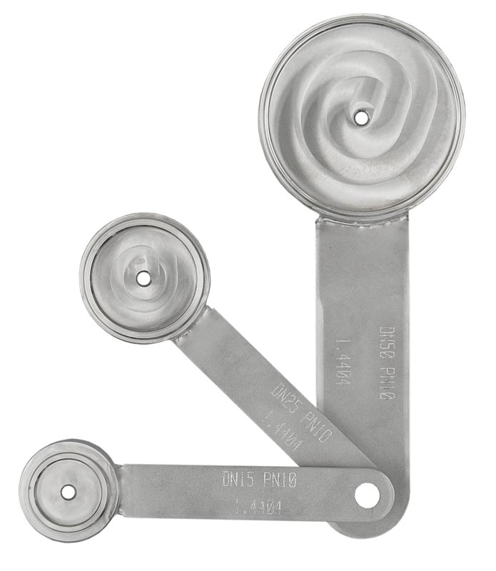 Stainless steel restriction orifice plates in DN15, DN25 and DN50 with tongue and groove, matching the flange