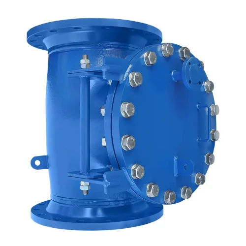 T-type strainer DN400 PN25 for hot water, painted RAL 5010 blue